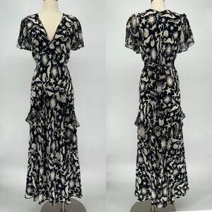 RIXO Evie Midi Silk Dress – Size S – Good Condition, Mark + Pulls